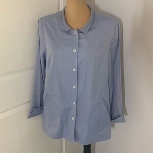 Nina Mclemore 100% Cotton Light Blue Button Down Collared Dress Shirt